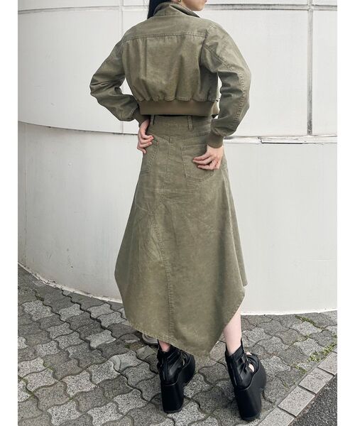 MURUA（ムルーア）の「【セットアップ対応】ウォッシュアシメラッフルZIPスカート（スカート・レディース・グレー/カーキ・1/2）」の19枚目の写真