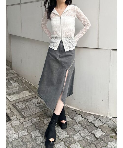 MURUA（ムルーア）の「【セットアップ対応】ウォッシュアシメラッフルZIPスカート（スカート・レディース・グレー/カーキ・1/2）」の21枚目の写真