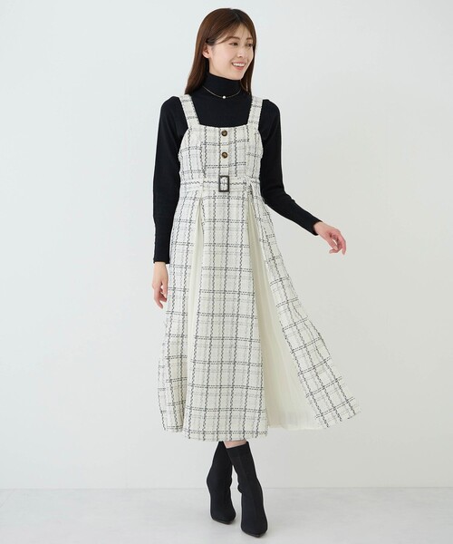 Jayro(ジャイロ)の「シフォンプリーツ切替ジャンスカ(ジャンパースカート・レディース・ブラック系その他/ホワイト系その他2/ホワイト系その他4/ホワイト系その他/ホワイト系その他3/ブラック系その他2・M)」の2枚目の写真