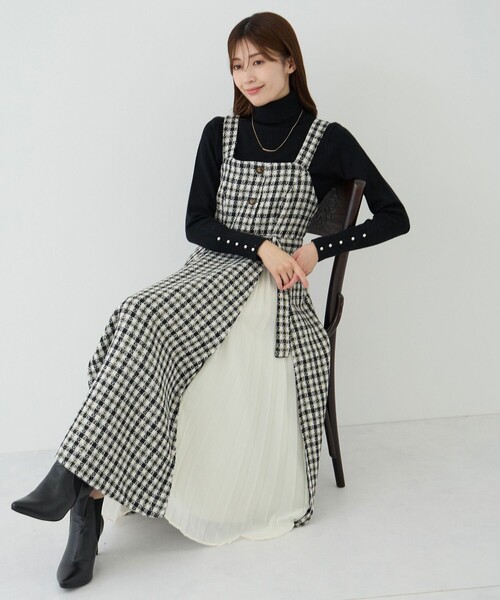 Jayro(ジャイロ)の「シフォンプリーツ切替ジャンスカ(ジャンパースカート・レディース・ブラック系その他/ホワイト系その他2/ホワイト系その他4/ホワイト系その他/ホワイト系その他3/ブラック系その他2・M)」の5枚目の写真