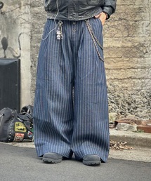 MandO（Auntie Rosa）（エムオー）の「2タックストライプデニムバギーパンツ/ワイドカーブパンツ（デニムパンツ）」
