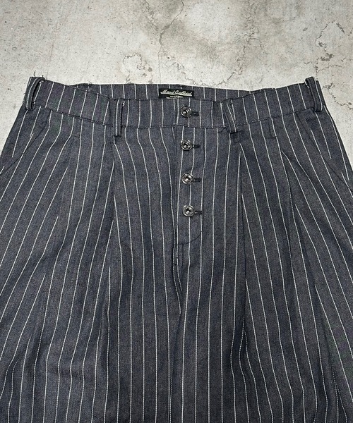 MandO(Auntie Rosa)(エムオー)の「2タックストライプデニムバギーパンツ/ワイドカーブパンツ(デニムパンツ・メンズ・インディゴブルー/ブラック・SMALL/MEDIUM/LARGE)」の19枚目の写真