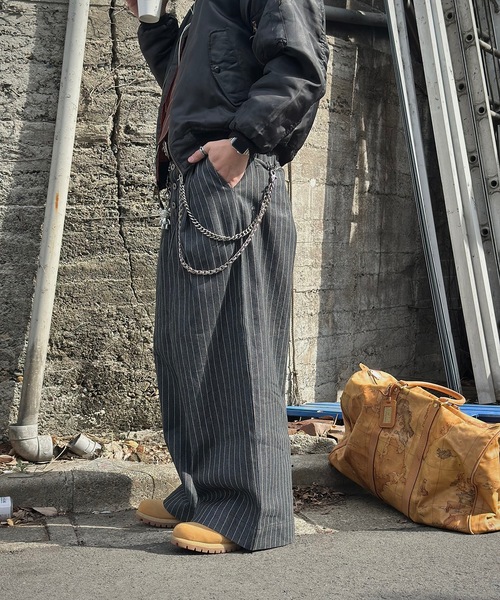 MandO(Auntie Rosa)(エムオー)の「2タックストライプデニムバギーパンツ/ワイドカーブパンツ(デニムパンツ・メンズ・インディゴブルー/ブラック・SMALL/MEDIUM/LARGE)」の5枚目の写真