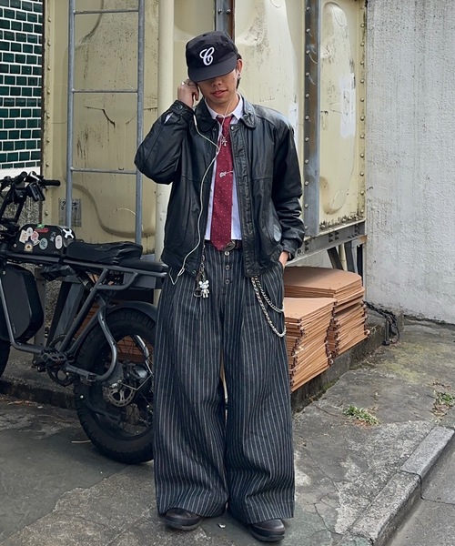 MandO(Auntie Rosa)(エムオー)の「2タックストライプデニムバギーパンツ/ワイドカーブパンツ(デニムパンツ・メンズ・インディゴブルー/ブラック・SMALL/MEDIUM/LARGE)」の15枚目の写真