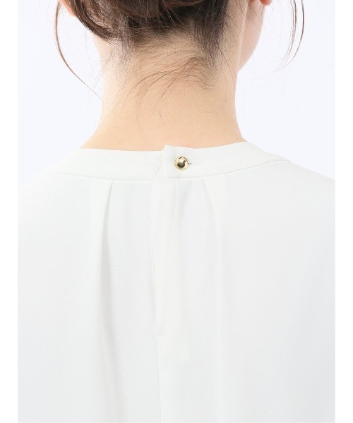m.f.editorial(エムエフエディトリアル)の「【ストレッチ】m.f.エディトリアル レディース 金具付き ボウタイ風 7分袖 プルオーバー ブラウス(シャツ/ブラウス・レディース・ピンク系その他/ネイビー/ホワイト・MEDIUM/LARGE)」の11枚目の写真