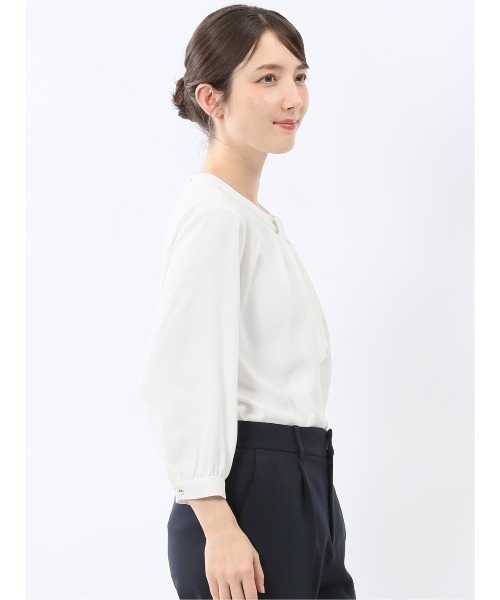 m.f.editorial(エムエフエディトリアル)の「【ストレッチ】m.f.エディトリアル レディース 金具付き ボウタイ風 7分袖 プルオーバー ブラウス(シャツ/ブラウス・レディース・ピンク系その他/ネイビー/ホワイト・MEDIUM/LARGE)」の14枚目の写真
