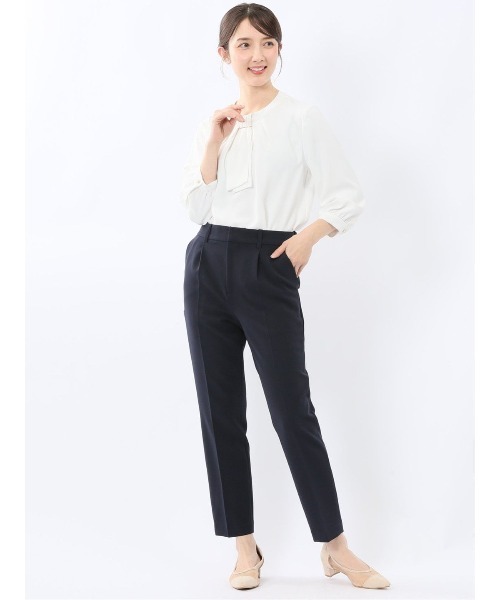 m.f.editorial(エムエフエディトリアル)の「【ストレッチ】m.f.エディトリアル レディース 金具付き ボウタイ風 7分袖 プルオーバー ブラウス(シャツ/ブラウス・レディース・ピンク系その他/ネイビー/ホワイト・MEDIUM/LARGE)」の15枚目の写真