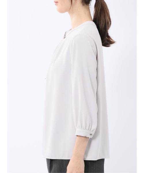 m.f.editorial(エムエフエディトリアル)の「【ストレッチ】m.f.エディトリアル レディース 金具付き ボウタイ風 7分袖 プルオーバー ブラウス(シャツ/ブラウス・レディース・ピンク系その他/ネイビー/ホワイト・MEDIUM/LARGE)」の18枚目の写真