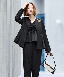 パンツスーツ ノーカラージャケット」に該当するレディース