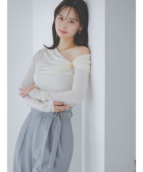 SNIDEL（スナイデル）の「スタイルアップベルティッドワイドパンツ（その他パンツ・レディース・オフホワイト/グレー/ブルー・1/0）」の8枚目の写真