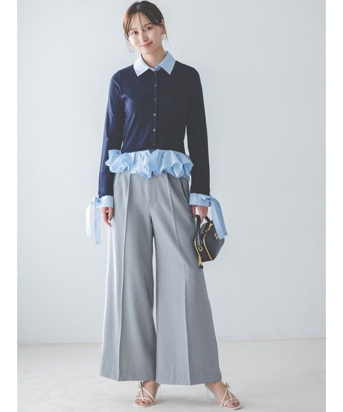 SNIDEL（スナイデル）の「スタイルアップベルティッドワイドパンツ（その他パンツ・レディース・オフホワイト/グレー/ブルー・1/0）」の12枚目の写真