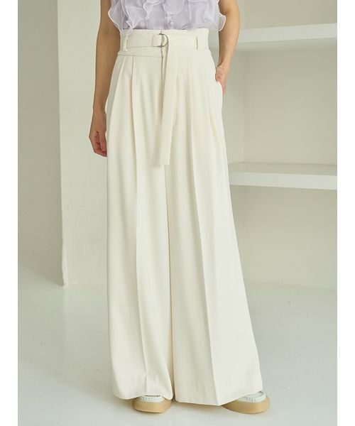 SNIDEL（スナイデル）の「スタイルアップベルティッドワイドパンツ（その他パンツ・レディース・オフホワイト/グレー/ブルー・1/0）」の4枚目の写真