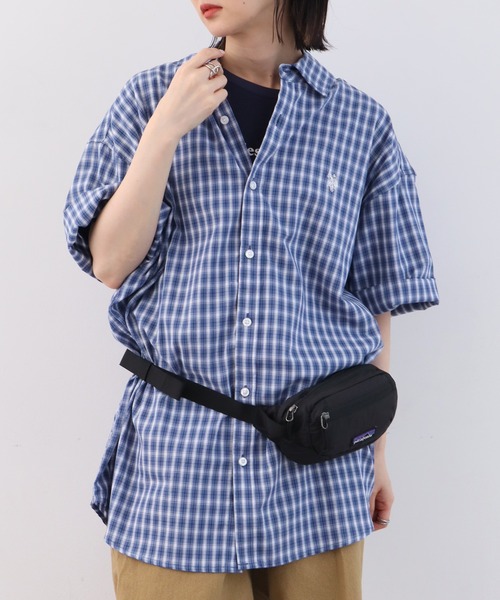 U.S. POLO ASSN.（ユーエスポロアッスン）の「【U.S. POLO ASSN./ユーエスポロアッスン】ワンポイントロゴ刺繍 半袖チェックシャツ（シャツ/ブラウス・メンズ・ライトグリーン/ブラウン/グレイッシュベージュ/ブルー・LL/M/L）」の5枚目の写真