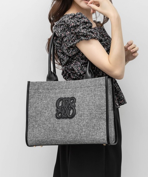 RANDA(ランダ)の「【A4対応】モノグラムデザイントートバッグ(トートバッグ・レディース・アイボリー/ブラック/グレイッシュベージュ・FREE)」の2枚目の写真