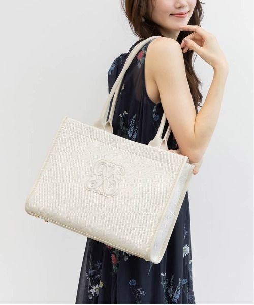 RANDA(ランダ)の「【A4対応】モノグラムデザイントートバッグ(トートバッグ・レディース・アイボリー/ブラック/グレイッシュベージュ・FREE)」の4枚目の写真