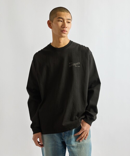 Saturdays NYC（サタデーズ ニューヨークシティ ）の「Max Weight Vintage Serif LS T-Shirt（Tシャツ/カットソー・メンズ・ブラック/ダークブラウン/ホワイト・XL/M/S/L）」の10枚目の写真