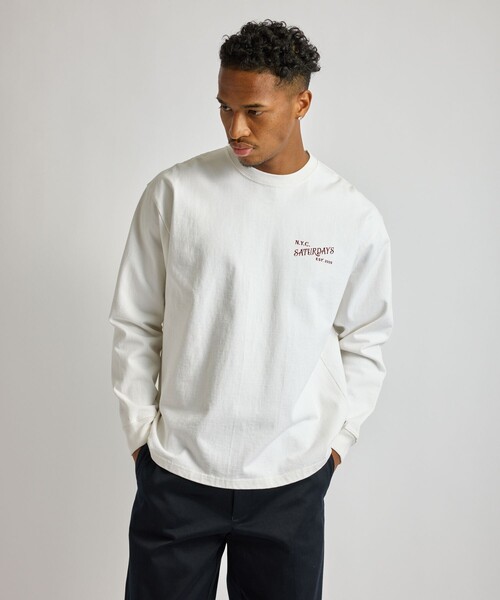 Saturdays NYC（サタデーズ ニューヨークシティ ）の「Max Weight Vintage Serif LS T-Shirt（Tシャツ/カットソー・メンズ・ブラック/ダークブラウン/ホワイト・XL/M/S/L）」の12枚目の写真