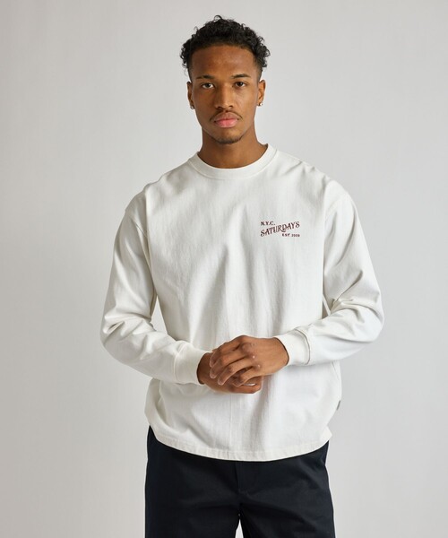 Saturdays NYC（サタデーズ ニューヨークシティ ）の「Max Weight Vintage Serif LS T-Shirt（Tシャツ/カットソー・メンズ・ブラック/ダークブラウン/ホワイト・XL/M/S/L）」の13枚目の写真
