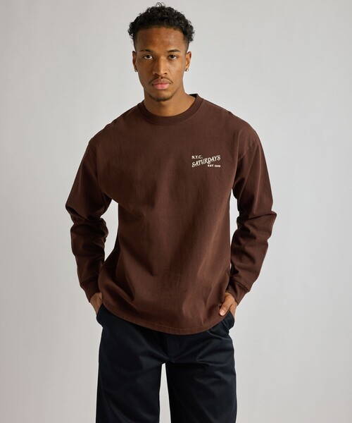 Saturdays NYC（サタデーズ ニューヨークシティ ）の「Max Weight Vintage Serif LS T-Shirt（Tシャツ/カットソー・メンズ・ブラック/ダークブラウン/ホワイト・XL/M/S/L）」の14枚目の写真