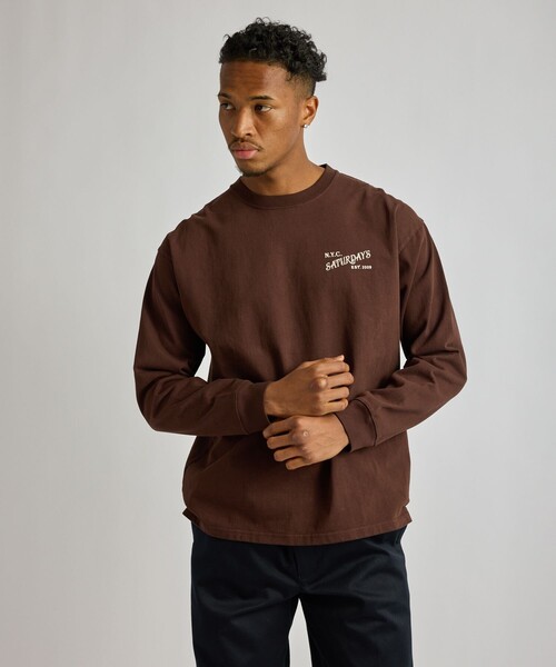 Saturdays NYC（サタデーズ ニューヨークシティ ）の「Max Weight Vintage Serif LS T-Shirt（Tシャツ/カットソー・メンズ・ブラック/ダークブラウン/ホワイト・XL/M/S/L）」の15枚目の写真