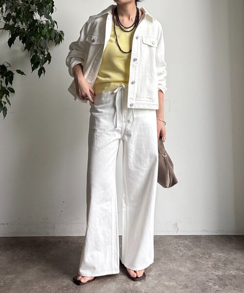 DouDou（ドゥドゥ）の「バックフレアGジャン（その他アウター・レディース・ブルー/オフホワイト・FREE）」の6枚目の写真