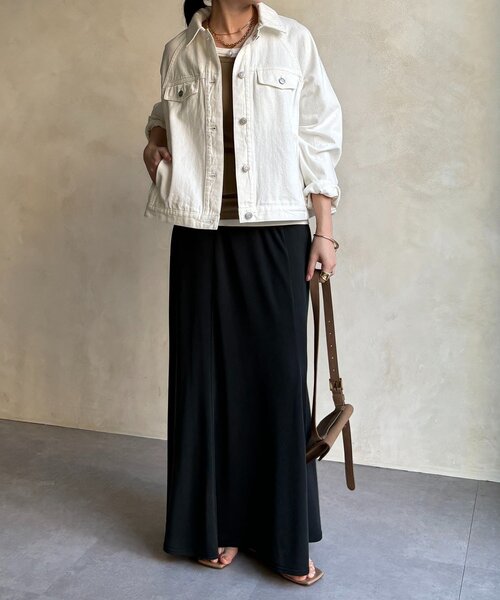 DouDou（ドゥドゥ）の「バックフレアGジャン（その他アウター・レディース・ブルー/オフホワイト・FREE）」の8枚目の写真