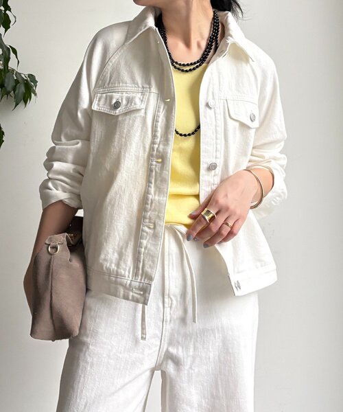 DouDou（ドゥドゥ）の「バックフレアGジャン（その他アウター・レディース・ブルー/オフホワイト・FREE）」の12枚目の写真