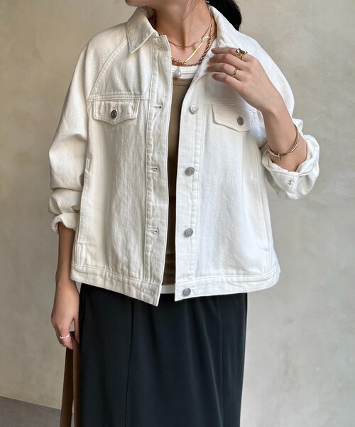 DouDou（ドゥドゥ）の「バックフレアGジャン（その他アウター・レディース・ブルー/オフホワイト・FREE）」の14枚目の写真