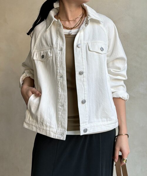 DouDou（ドゥドゥ）の「バックフレアGジャン（その他アウター・レディース・ブルー/オフホワイト・FREE）」の15枚目の写真