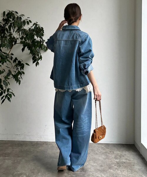 DouDou（ドゥドゥ）の「バックフレアGジャン（その他アウター・レディース・ブルー/オフホワイト・FREE）」の20枚目の写真