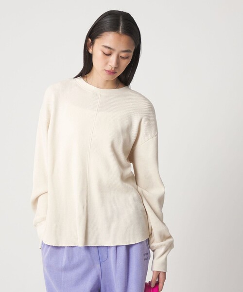CITEN(シテン)の「<CITEN>ヴィンテージライクヘンリーワッフルトップ2WAY(Tシャツ/カットソー・レディース・ピンク/オフホワイト/ブラック・FREE)」の5枚目の写真