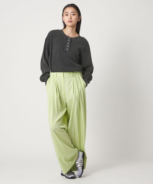CITEN(シテン)の「<CITEN>ヴィンテージライクヘンリーワッフルトップ2WAY(Tシャツ/カットソー・レディース・ピンク/オフホワイト/ブラック・FREE)」の8枚目の写真