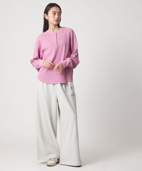 CITEN(シテン)の「<CITEN>ヴィンテージライクヘンリーワッフルトップ2WAY(Tシャツ/カットソー・レディース・ピンク/オフホワイト/ブラック・FREE)」の10枚目の写真