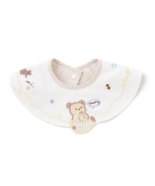 SLAP SLIP BABY（スラップスリップベビー）の「アニマルクマクジラ恐竜飛び出しモチーフスタイベビー（スタイ/よだれかけ・キッズ・ブルー/ホワイト/グリーン・FREE）」の2枚目の写真