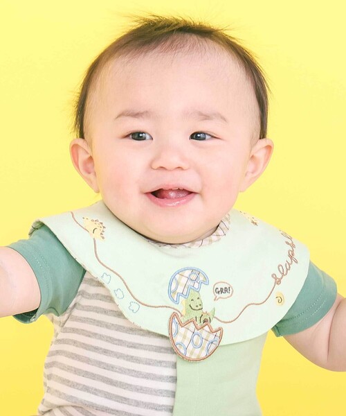 SLAP SLIP BABY（スラップスリップベビー）の「アニマルクマクジラ恐竜飛び出しモチーフスタイベビー（スタイ/よだれかけ・キッズ・ブルー/ホワイト/グリーン・FREE）」の3枚目の写真