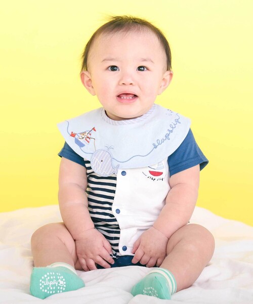 SLAP SLIP BABY（スラップスリップベビー）の「アニマルクマクジラ恐竜飛び出しモチーフスタイベビー（スタイ/よだれかけ・キッズ・ブルー/ホワイト/グリーン・FREE）」の4枚目の写真