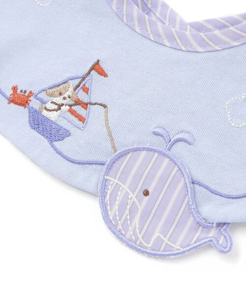 SLAP SLIP BABY（スラップスリップベビー）の「アニマルクマクジラ恐竜飛び出しモチーフスタイベビー（スタイ/よだれかけ・キッズ・ブルー/ホワイト/グリーン・FREE）」の8枚目の写真