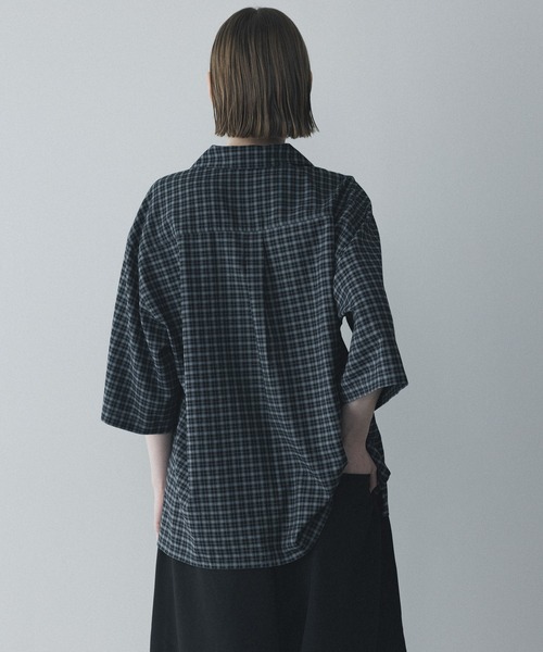 remer(リメール)の「loose mini check shirt / ルーズミニチェックシャツ(シャツ/ブラウス・メンズ・ブラック/ネイビー・MEDIUM/SMALL/X-SMALL/LARGE)」の3枚目の写真