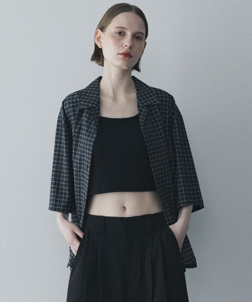 remer(リメール)の「loose mini check shirt / ルーズミニチェックシャツ(シャツ/ブラウス・メンズ・ブラック/ネイビー・MEDIUM/SMALL/X-SMALL/LARGE)」の5枚目の写真