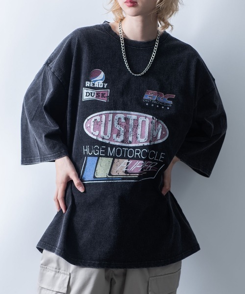 NOIZY(ノイジー)の「Chemical hard wash printed t-shirt/ケミカル ハードウォッシュ プリントTシャツ ピグメントTシャツ(Tシャツ/カットソー・メンズ・ブラック系その他/レッド/ブルー系その他/ブラック系その他2/ブラック/ネイビー・LARGE/MEDIUM)」の2枚目の写真
