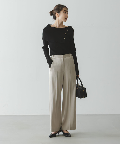 Noble（ノーブル）の「《WEB＆一部店舗限定追加》ショルダーボタンタイトリブニット（ニット/セーター・レディース・ブラック/マルチ/ホワイト・FREE）」の6枚目の写真