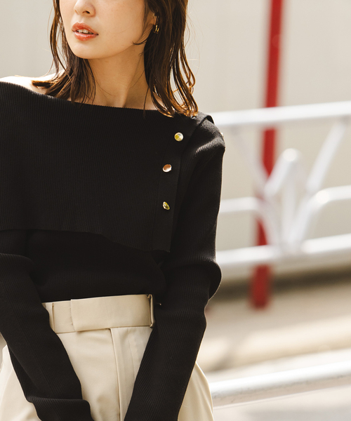 Noble（ノーブル）の「《WEB＆一部店舗限定追加》ショルダーボタンタイトリブニット（ニット/セーター・レディース・ブラック/マルチ/ホワイト・FREE）」の10枚目の写真