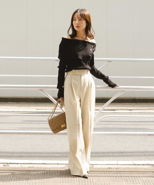 Noble（ノーブル）の「《WEB＆一部店舗限定追加》ショルダーボタンタイトリブニット（ニット/セーター・レディース・ブラック/マルチ/ホワイト・FREE）」の11枚目の写真