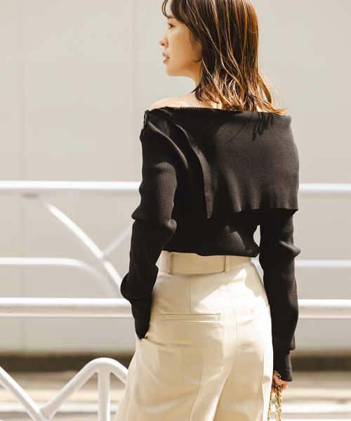 Noble（ノーブル）の「《WEB＆一部店舗限定追加》ショルダーボタンタイトリブニット（ニット/セーター・レディース・ブラック/マルチ/ホワイト・FREE）」の15枚目の写真