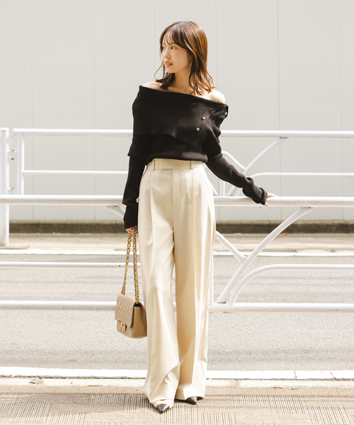 Noble（ノーブル）の「《WEB＆一部店舗限定追加》ショルダーボタンタイトリブニット（ニット/セーター・レディース・ブラック/マルチ/ホワイト・FREE）」の16枚目の写真