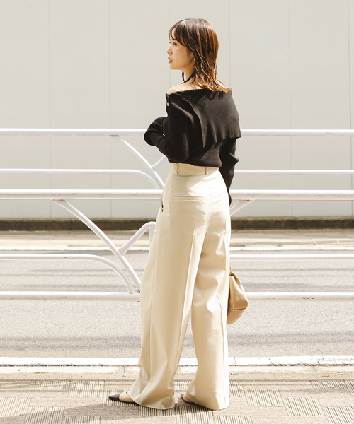 Noble（ノーブル）の「《WEB＆一部店舗限定追加》ショルダーボタンタイトリブニット（ニット/セーター・レディース・ブラック/マルチ/ホワイト・FREE）」の17枚目の写真