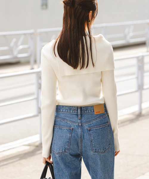 Noble（ノーブル）の「《WEB＆ルミネ新宿店限定追加》ショルダーボタンタイトリブニット（ニット/セーター・レディース・ブラック/マルチ/ホワイト・FREE）」の6枚目の写真