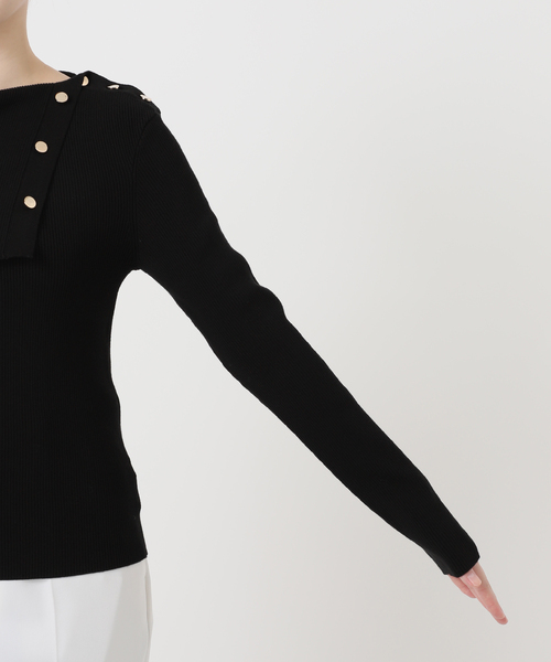 Noble（ノーブル）の「《WEB＆ルミネ新宿店限定追加》ショルダーボタンタイトリブニット（ニット/セーター・レディース・ブラック/マルチ/ホワイト・FREE）」の19枚目の写真