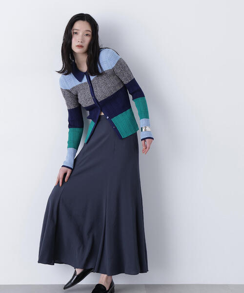 N.（N. Natural Beauty Basic）（エヌエヌナチュラルビューティーベーシック）の「リネンライクナロースカート（スカート・レディース・グレー系その他/グリーン/ベージュ・MEDIUM/P/S）」の5枚目の写真