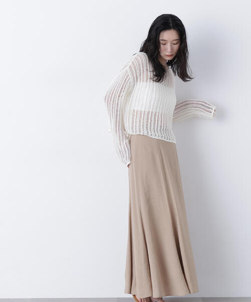 N.（N. Natural Beauty Basic）（エヌエヌナチュラルビューティーベーシック）の「リネンライクナロースカート（スカート・レディース・グレー系その他/グリーン/ベージュ・MEDIUM/P/S）」の13枚目の写真